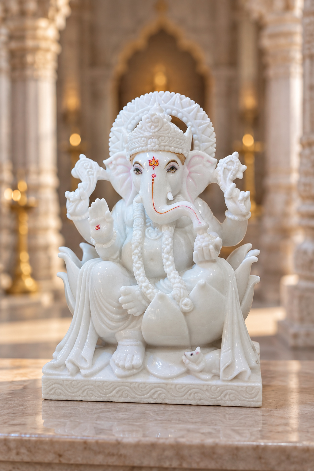 White marble Ganesha murti
