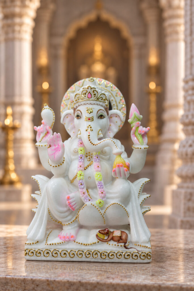 Painted Marble Ganesha Murti