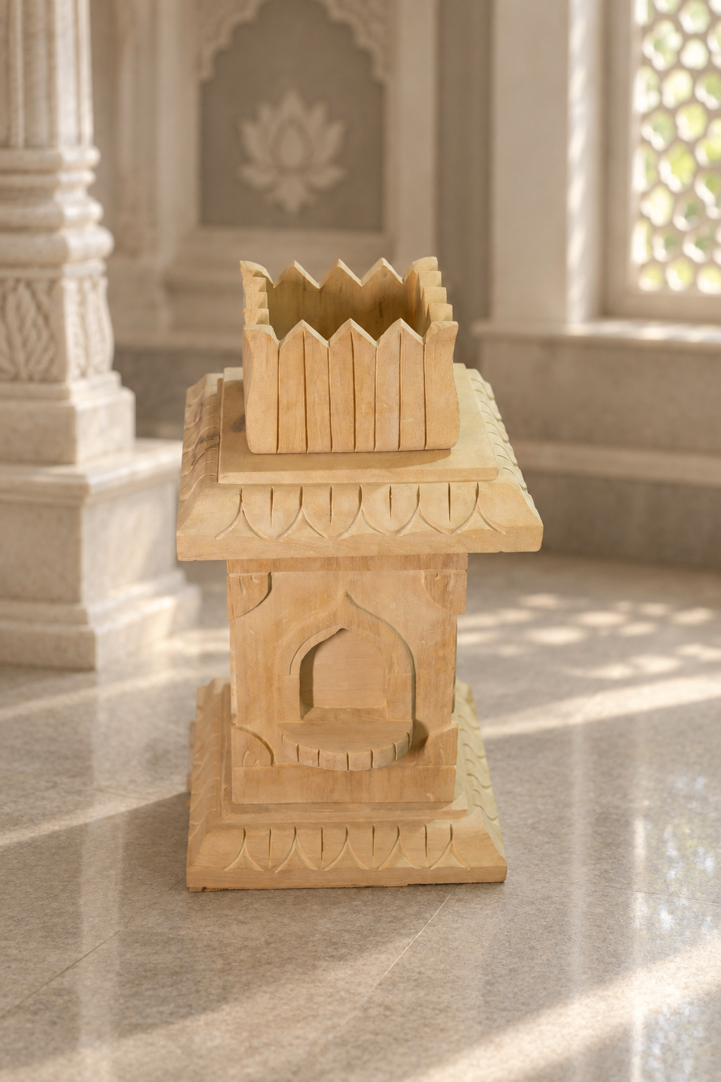 Carved Stone Tulsi Stand