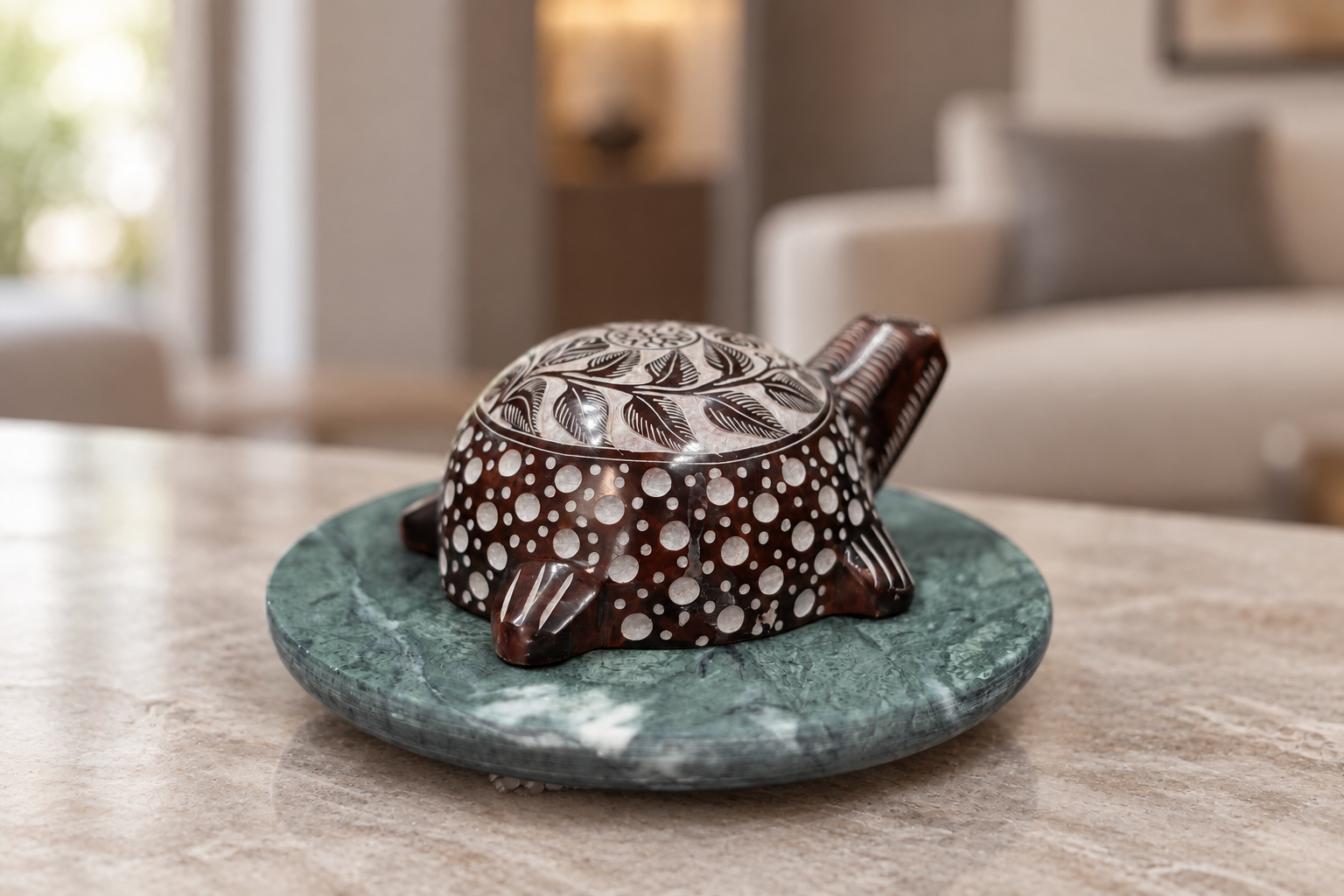 Stone Tortoise with Round Dish